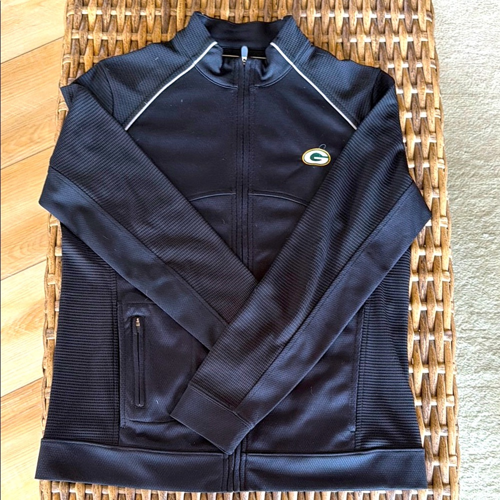 Green Bay Packers Black Zip-Up Athletic Jacket
